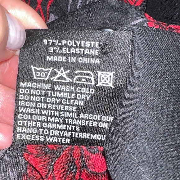 KILLSTAR PANDORA SHIRT DRESS High/Low Black Red Roses Collared Long Sleeve - Picture 2 of 9